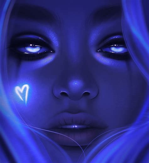 Blue Neon By Lk Digital Art Illustration Portrait Art Digital