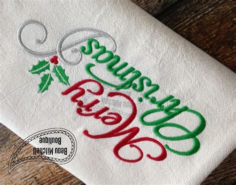 Merry Christmas embroidery design by BeauMitchellBoutique on Etsy