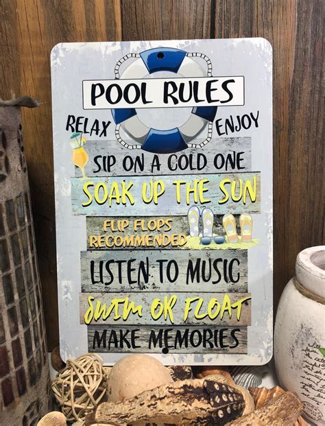 Pool Rules Metal Sign Swimming Pool Sign Home Decor Etsy Outdoor