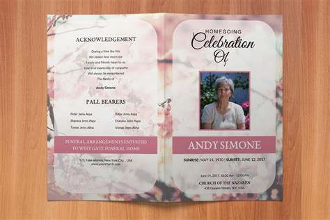 Printable Funeral Program Template Obituary Template 443779