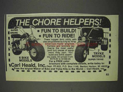 1982 Carl Heald Super Bronc And Super Tryke Ad Chore