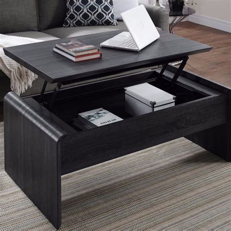 Easy to assemble and easy to style, the tempered glass top, metal shelf and blackened bronze finish make it the perfect addition to your living room or den ensemble. Lift Top Coffee Tables with Storage