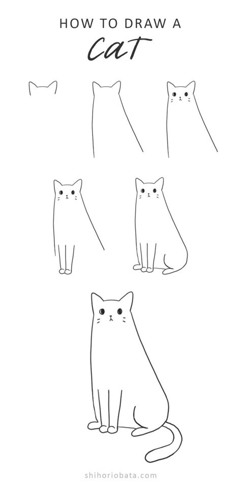 how to draw a cat easy step by step tutorial simple cat drawing cat drawing tutorial cat doodle
