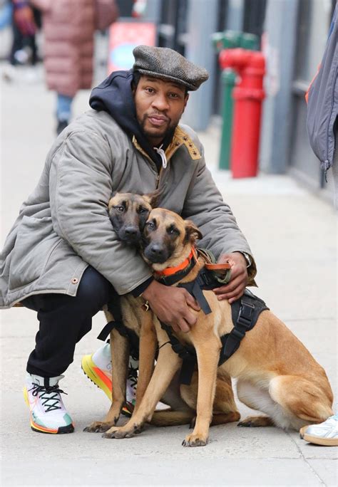 Jonathan Majors Seen In New York With His Dogs Captain And Hero After