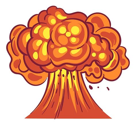 Premium Vector Atomic Bomb Explosion Cartoon Fire Blast Destruction