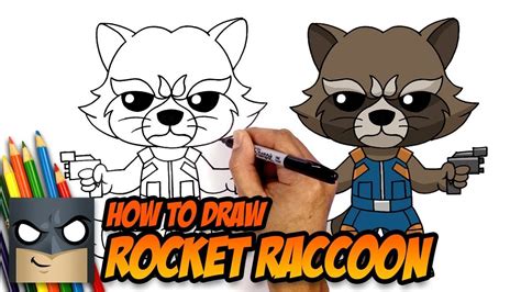 How To Draw Rocket Raccoon Guardians Of The Galaxy Step By Step