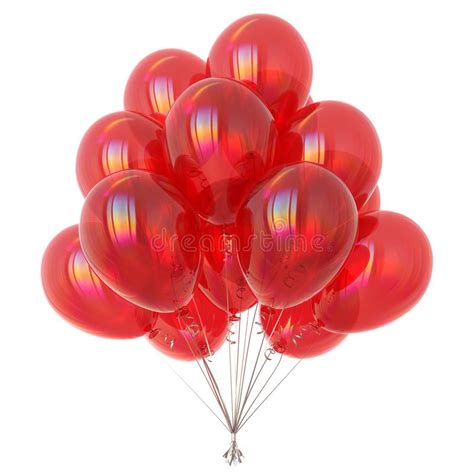 Red Helium Balloons Bunch Party Decoration Colorful Stock Illustration