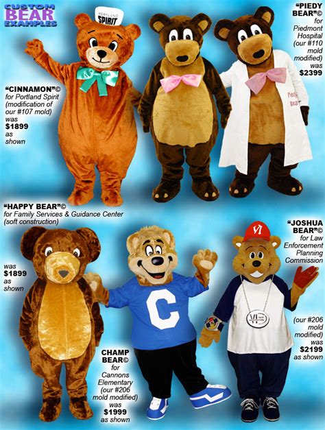 Custom Made Bear Mascot Costumes By Facemakers Inc