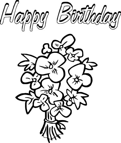 Coloring and drawing on kids birthday is the best idea to keep them. Happy Birthday Flowers Coloring Page | Wecoloringpage.com
