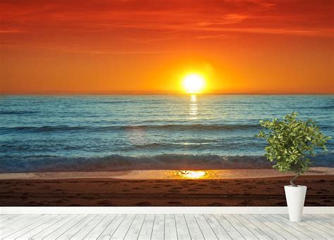 Colorful Sunset Over The Sea Wall Mural Wallpaper Canvas Art Rocks