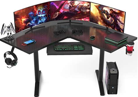 Ecoprsio L Shaped Gaming Desk Corner Gaming Desk Gaming Computer Desk With Keyboard Tray Large
