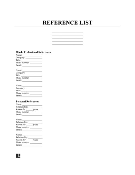 Free Reference List Template Downloadable Pdf And Word