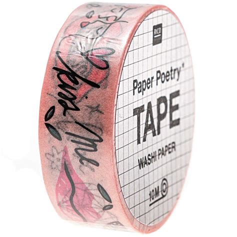 ruban adhésif paper poetry tape washi paper 15 mm amour x10m perles and co