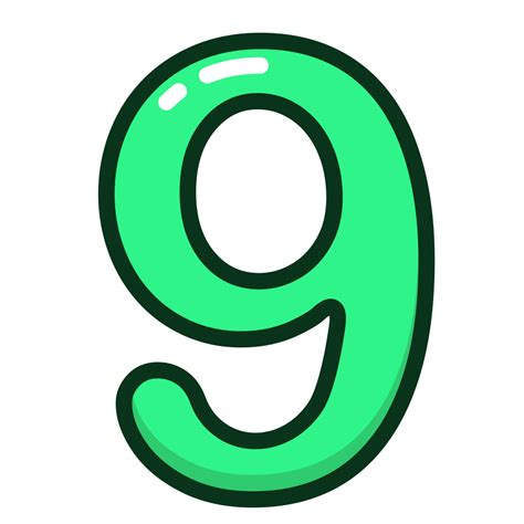 Green Number Nine Numbers Study Icon Free Download