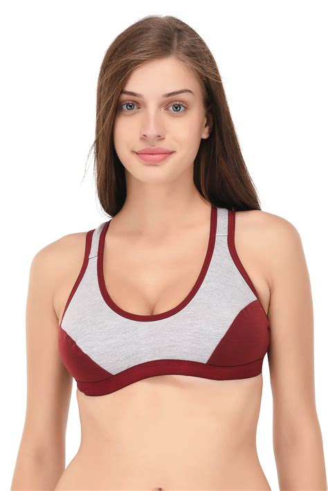 Buy Lizaray Cotton Sports Bra Maroon Online At Best Prices In India