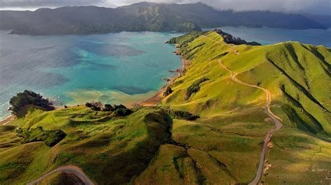 Aerial View Of Marlborough Sounds New Zealand Peapix