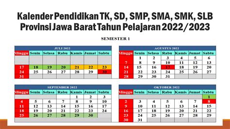 Kalender Pendidikan Tk Sd Smp Sma Smk Slb Provinsi Jawa Barat