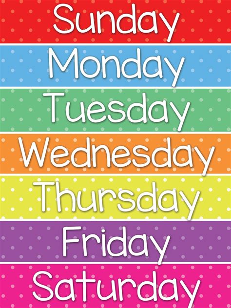 Days Of The Week Calendar Printable For Kids