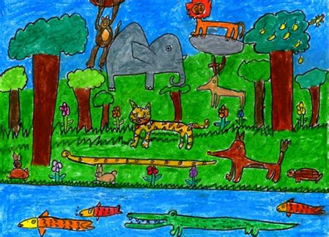 Kids playground complex with stairs, suspension bridge, towers, tube nursery prints with doodle hand drawn illustration isolated on white. Jungle Scenery - Art Starts for Kids
