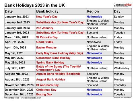 Free Printable 2023 Calendar Uk With Bank Holidays