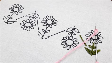Hand Embroidery Lazy Daisy Stitch Border Design Easy Border Design