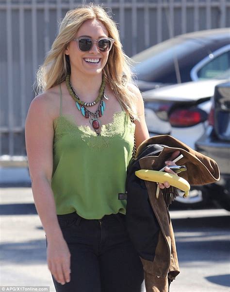 Hilary Duff Wears Revealing Lime Green Spaghetti String Top As She