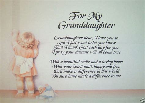A Personalised Poem For Granddaughter Laminated T 8 X 115 A4