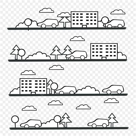 City Street Clipart Black And White