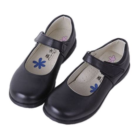 Hot Sale Girl Students Black Leather Shoes Kids Casual Shoes School
