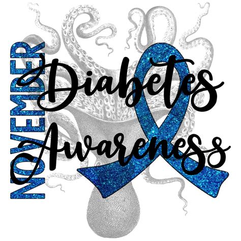 Diabetes Awareness Png November Ribbon Blue Glitter Aware Etsy