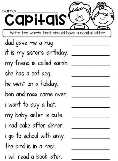 Correcting Sentences Capitalization And Punctuation Worksheets