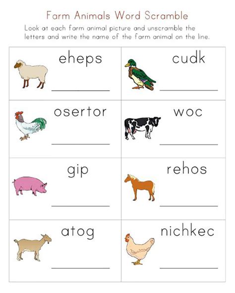 Farm Animals Word Scramble Free Download And Print For You