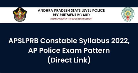 APSLPRB Constable Syllabus 2023 AP Police Exam Pattern Check Slprb