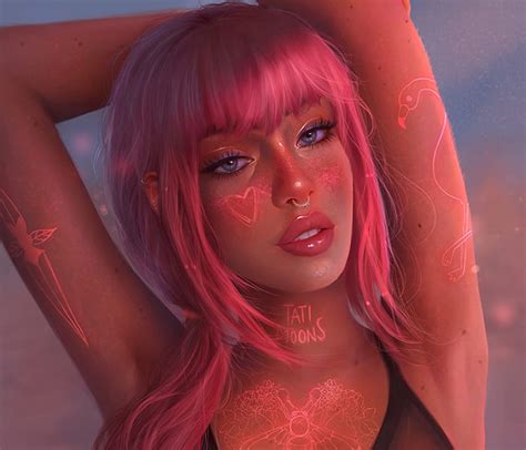 Miss Summer Art Fantasy Girl Luminos Face Tati Moons Pink HD Wallpaper Peakpx