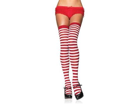 Leg Avenue Nylon Thigh Highs With Stripe