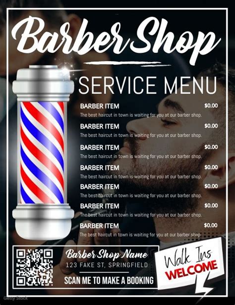 Barber Shop Service Menu Poster Barber Shop Barber Shop Names