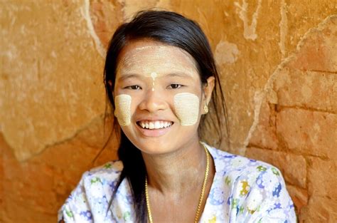 Burmese Girl With Thanaka Face Paint At Bagan Myanmar By Morariu