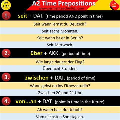 A2 German Time Prepositions In 2020 Learn German German Language