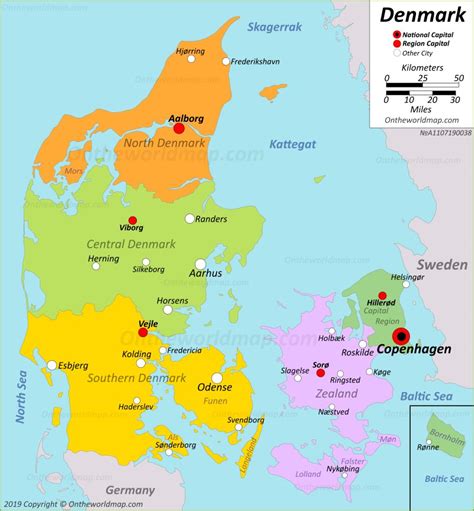 Physical map of denmark, equirectangular projection. Denmark Maps | Maps of Denmark