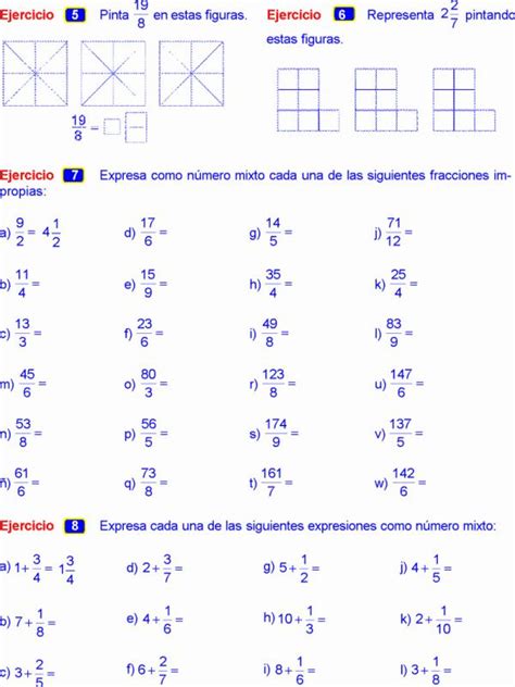 Conversion De Numero Mixto A Fraccion Impropia Ejemplos Y Ejercicios