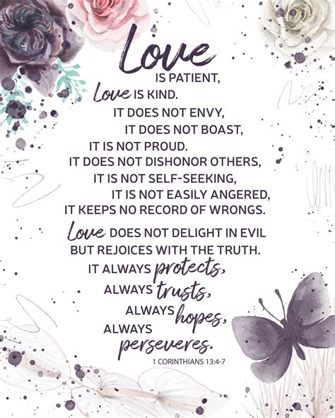 Love Is Patient Love Is Kind 1 Corinthians 134 7 Printable 8x10