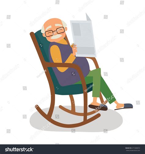 Old Man Newspaper Her Rocking Chair Stock Vector Royalty Free 471008972