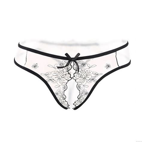 Sexy Perspective Flower Bra Panty 2 Piece Set Mesh Embroidery Panties