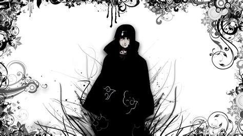 Wallpaper Naruto Akatsuki Black And White Uchiha Sasuke Resolution