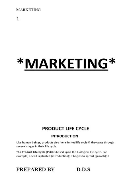 Marketing Product Life Cycle Pdf Pricing Marketing