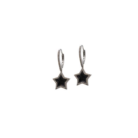 Black Enamel Star Dangle Earrings Be Loved Jewelry