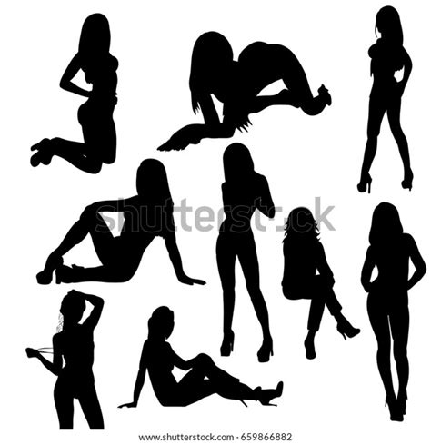 Isolated Silhouette Girl Sexy Posing Stock Illustration 659866882