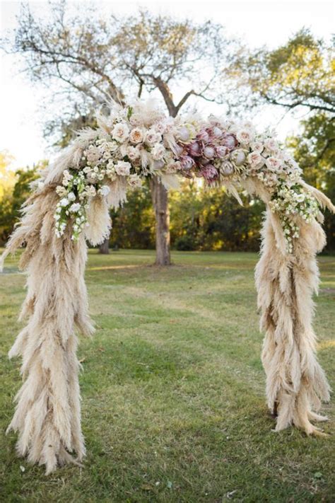 Romantic Boho Floral Arch Grass Wedding Wedding Arch Outdoor Wedding
