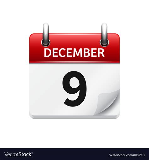 December 9 Flat Daily Calendar Icon Date Vector Image