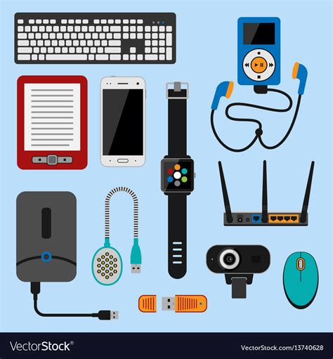 Electronic Gadgets Icons Technology Electronics Vector Image
